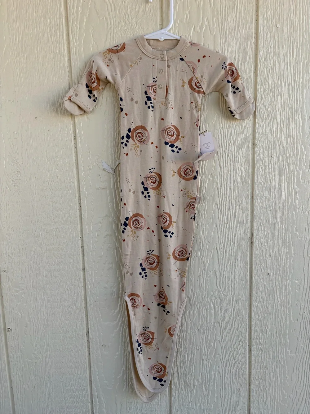 Kids Floral Sleep Gown - Cream with Rust Rose Print baby’s Girls Size NB